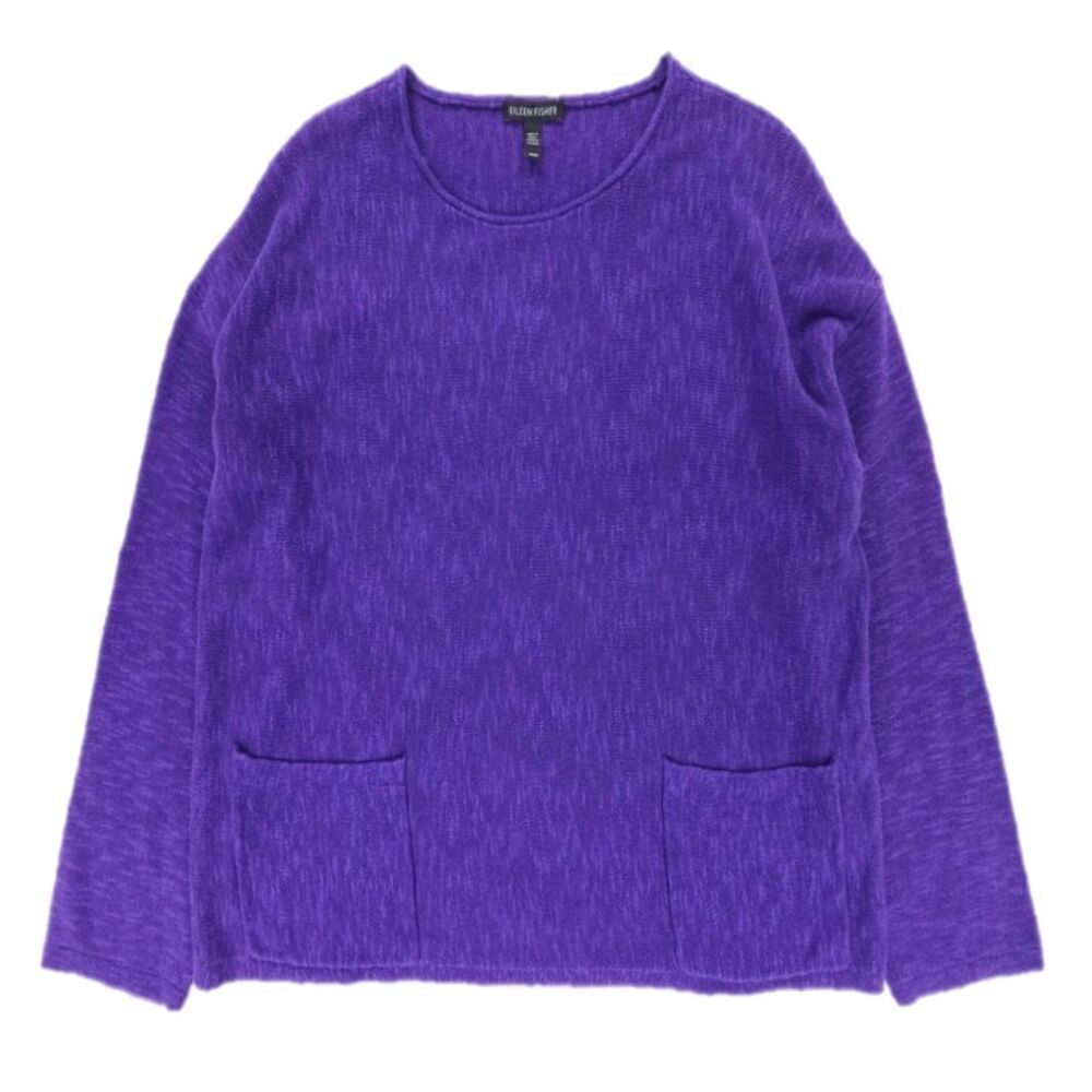 NEW Eileen Fisher Organic Linen Cotton Slub Box Top Sweater Minimal Lagenlook